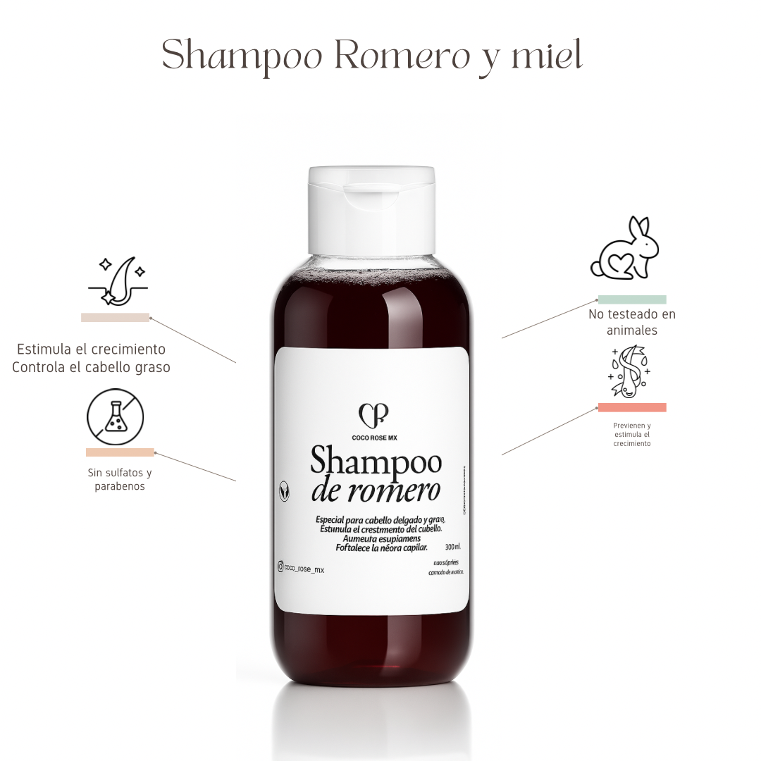 SHAMPOO DE ROMERO Y  MIEL ( cabello fino y caida)