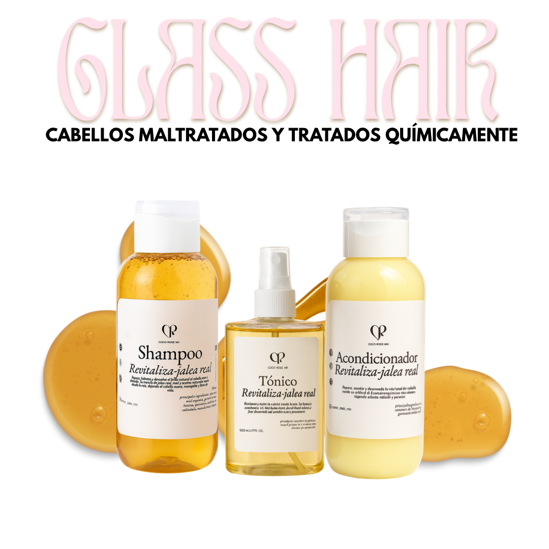 Kit revitalizante efecto ✨GLASS HAIR ✨jalea real✨(cabello procesado)🍯