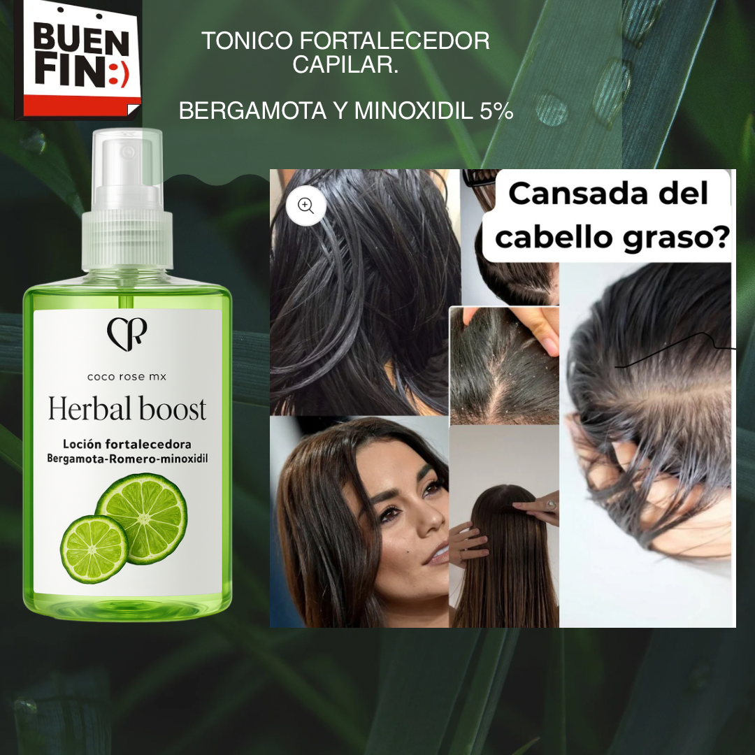 Tónico capilar estimulador de crecimiento y regulador de sebo (bergamora romero y minoxidil 5%)