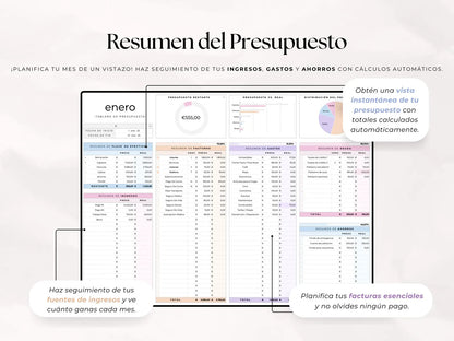 registros de gastos, ingresos y ahorro con graficos