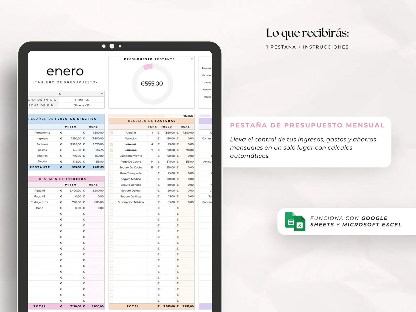 registros de gastos, ingresos y ahorro con graficos