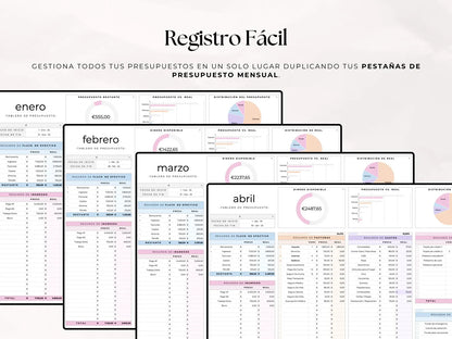 registros de gastos, ingresos y ahorro con graficos